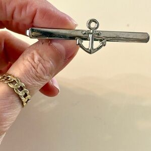 VINTAGE Unisex Silver Anchor Tie Clip, 3” length